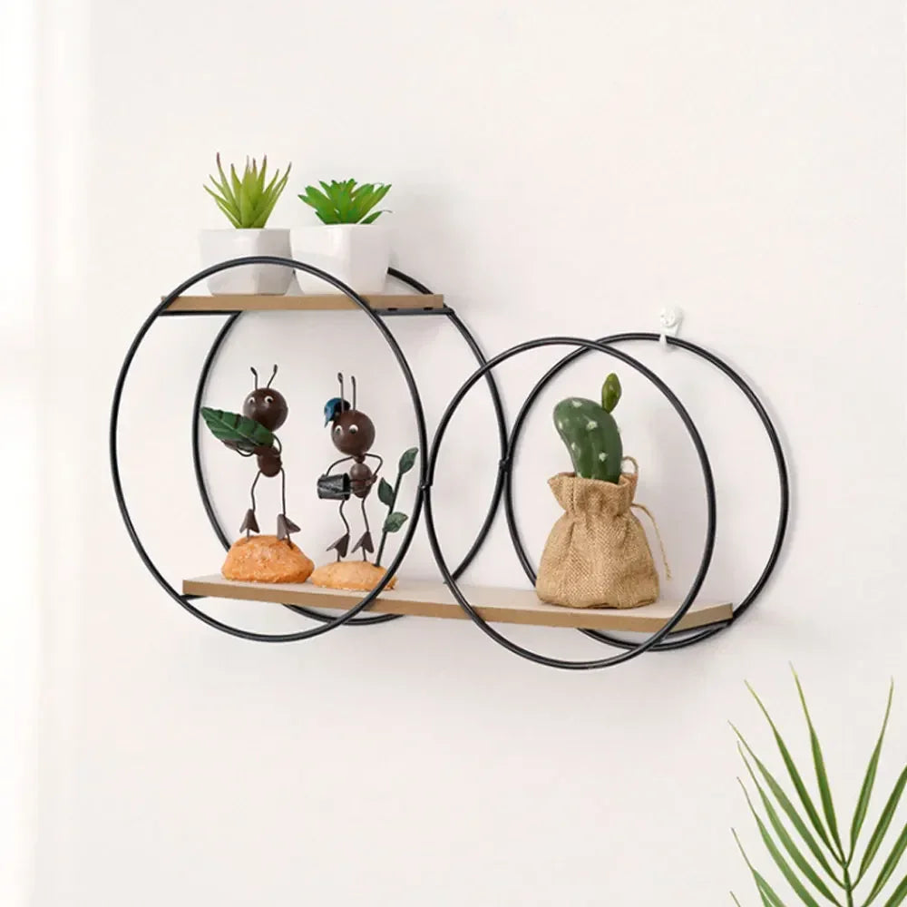 Modern Nordic Wall Shelf – Iron & Wood