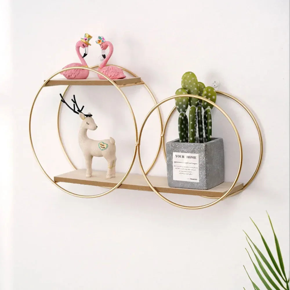 Modern Nordic Wall Shelf – Iron & Wood