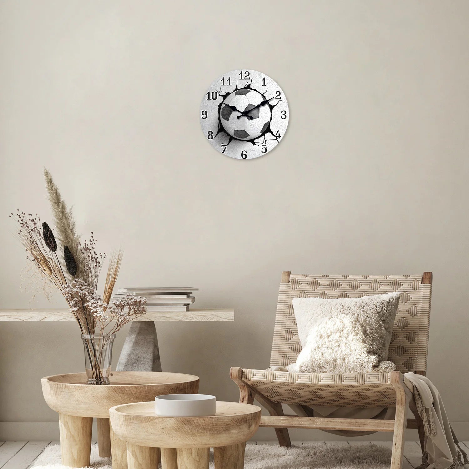 Kickoff Football Wall Clock – Modern Wooden Design